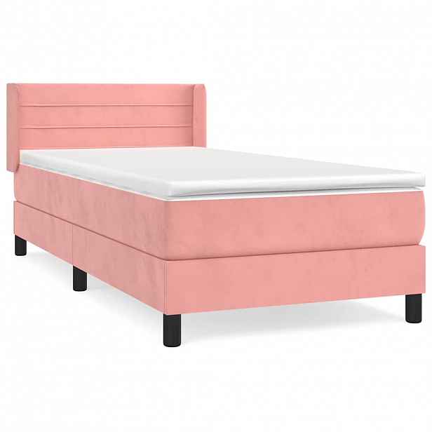 vidaXL Box spring postel s matrací růžová 100x200 cm samet