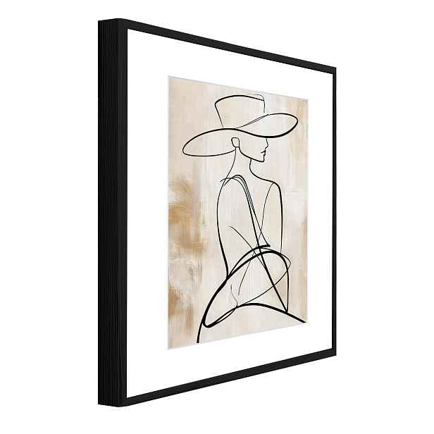 Strukturální Obraz Pasparta V Rámu Žena Béžová Obývací Pokoj Ložnice 60x40