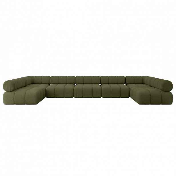 ALTDECOR SEDACÍ SOUPRAVA modulární pohovka Garvo-U3 – 475 × 190 × 70 cm, zelená buklé