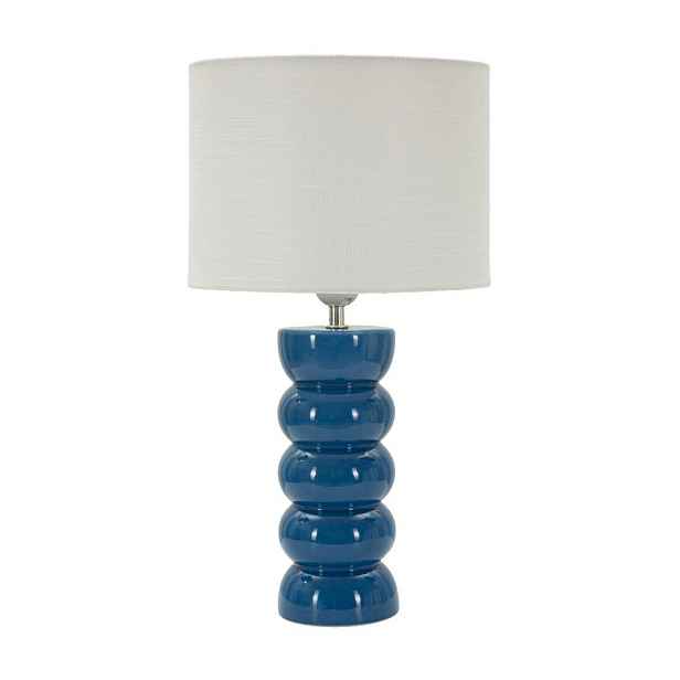 Bílá/modrá keramická stolní lampa s textilním stínidlem (výška 46 cm) Torr – Mauro Ferretti