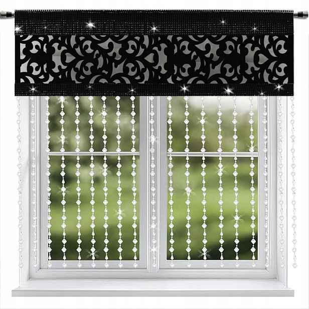 Dekorativní Panel Ažur 200x140 s Přívěsky a Korálky Černý Do Obývacího Pokoje