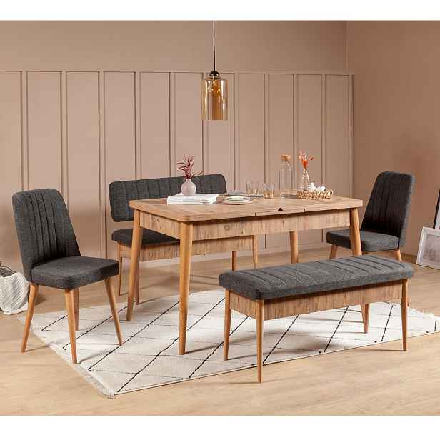 Hanah Home Jídelní set Vina 5D borovice atlantská/antracit
