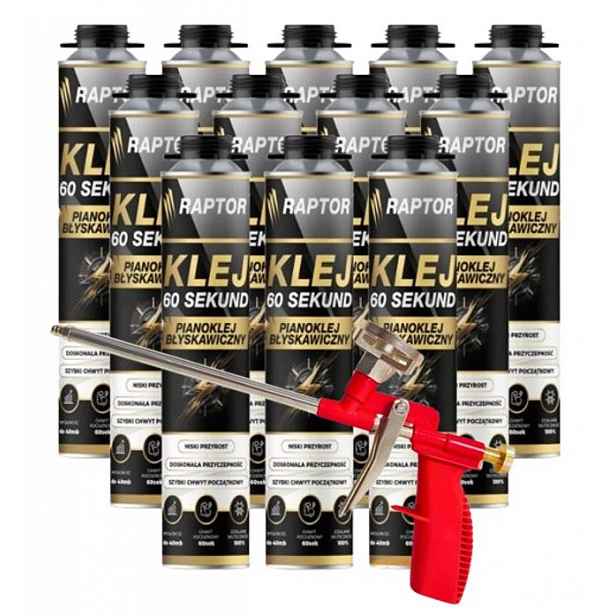 Lepidlo na polystyren Raptor 60 Sekund 750 ml 12 Ks – pistole Bonus