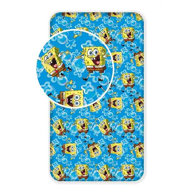 Modré napínací bavlněné dětské prostěradlo 90x200 cm Sponge Bob "Blue" – Jerry Fabrics