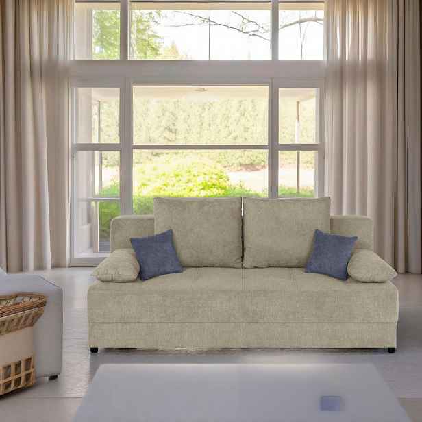 P & B ROZKLÁDACÍ POHOVKA, textil, kompozitní dřevo, béžová