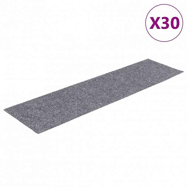 vidaXL Schodové rohože samolepicí 30 ks 76 x 20 cm světle šedé obdélníkové