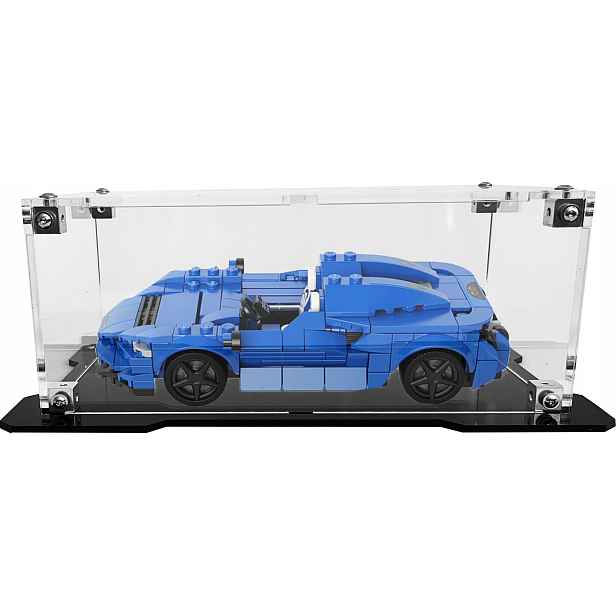 Vitrína s černou základnou pro stavebnici Lego 76902 McLaren Elva