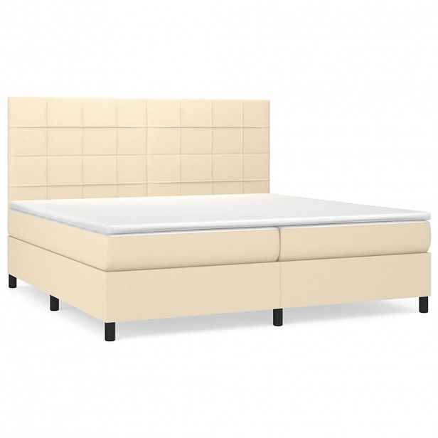 vidaXL Box spring postel s matrací krémová 200x200 cm textil