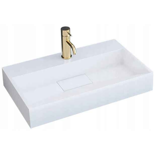 Konglomerátová umyvadlová deska Rea Goya White 60 cm, bílá, obdélníková