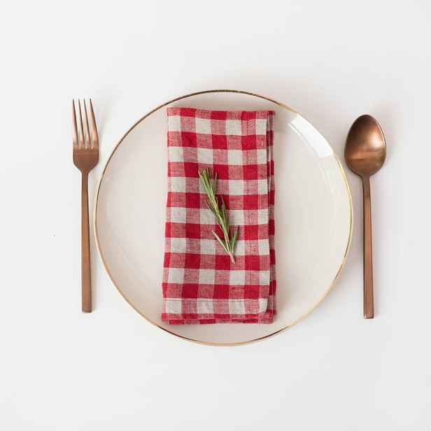 Lněné ubrousky v sadě 2 ks Red Gingham – Linen Tales