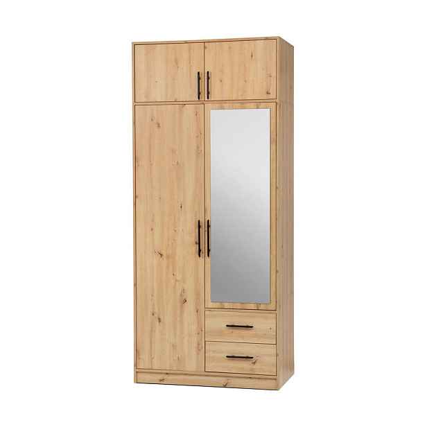 MASSENO ŠATNÍ SKŘÍŇ S OTOČNÝMI DVEŘMI VANO, 100/190/56 cm 2dveřová se zrcadlem, dub Artisan