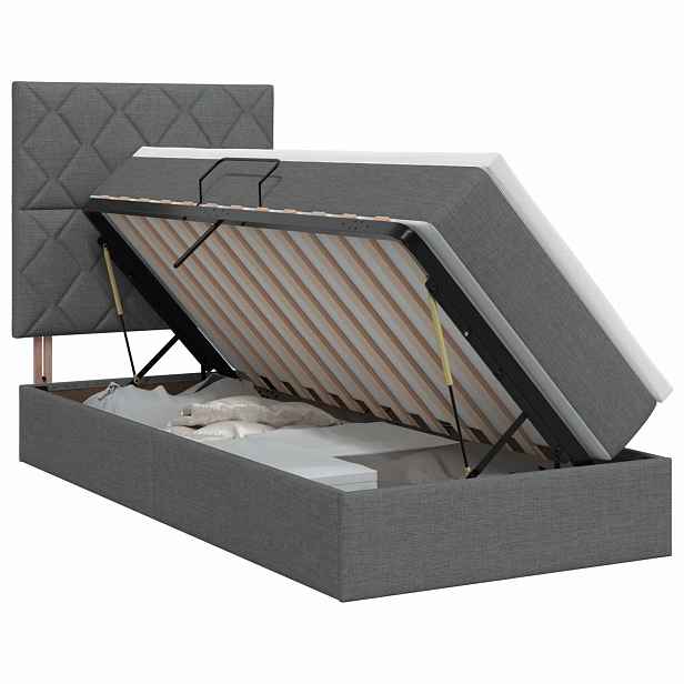 vidaXL Postel s úložným prostorem a matrací Tmavě šedá 100 x 200 cm