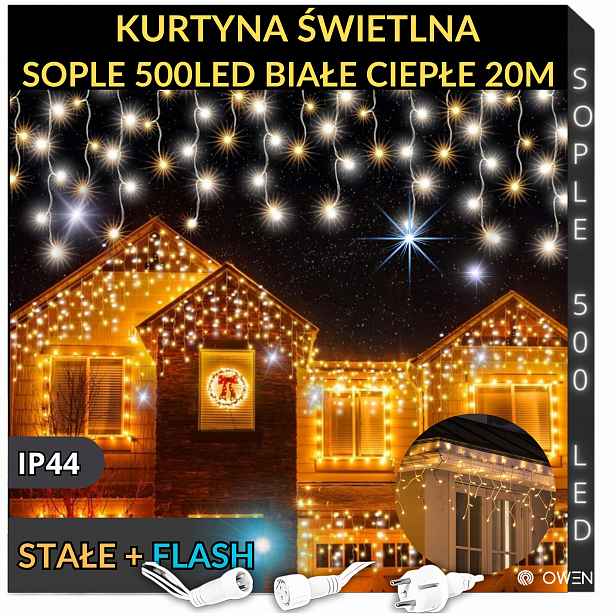 Led Rampouchy 500 Světel Teplá Bílá Visící 20M Venkovní Vnitřní Efekt Flash