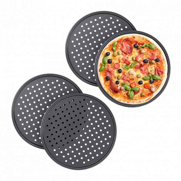 Relaxdays PIZZAPLECH Antracit 4dílná-sada 32 cm