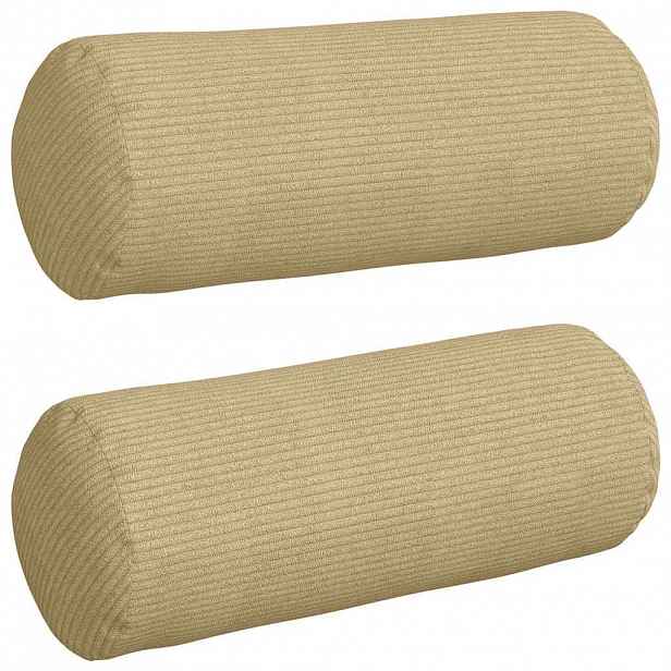 vidaXL Polštáře 2 pcs Šedozelená Ø 15 x 40 cm Žebrovaná látka