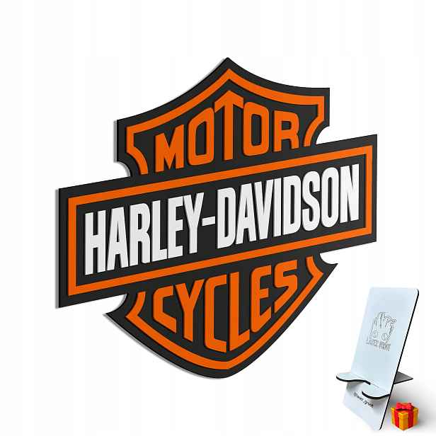 Dřevěný 3D obraz Logo Harley-Davidson Nástěnná Dekorace Dárek