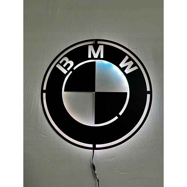 Logo Bmw obraz dřevěná noční Led lampa Dárek