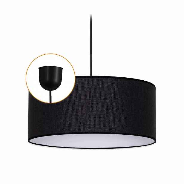 Stropní svítidlo s krytem Lustr Závěsná lampa 1 x E27 Černé stínidlo 35 cm