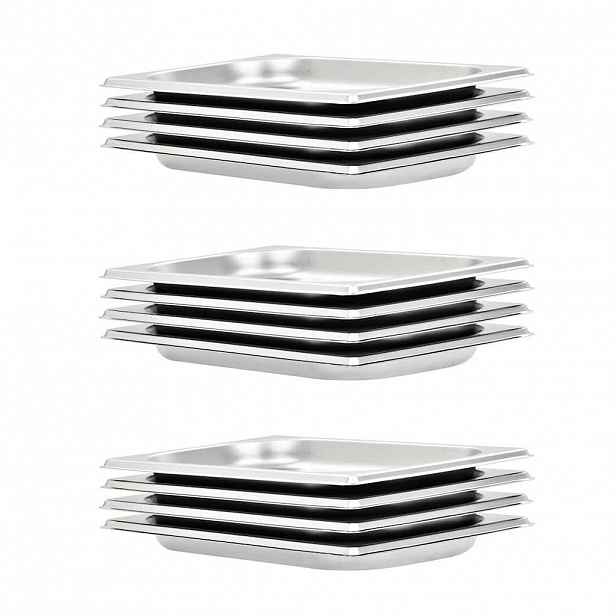 vidaXL Gastronádoby 12 ks GN 1/4 20 mm nerezová ocel