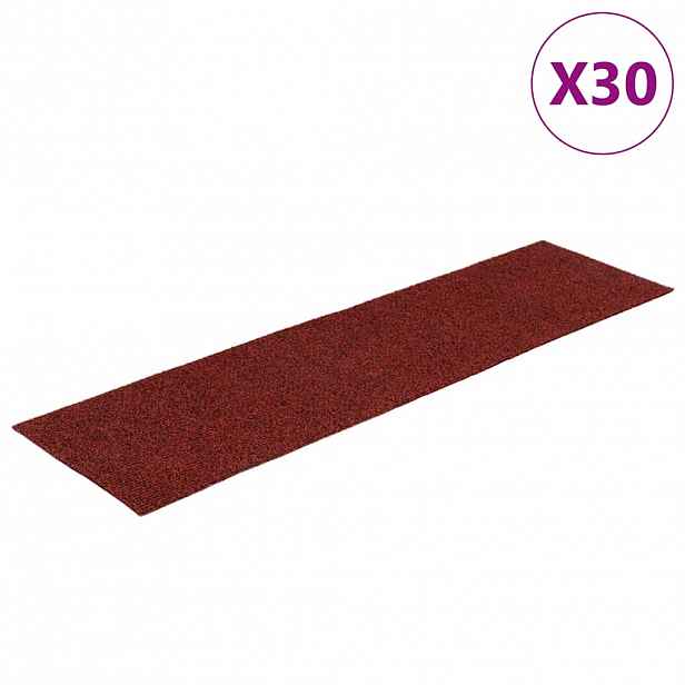 vidaXL Schodové rohože samolepicí 30 ks 76 x 20 cm bordó červená obdélníková