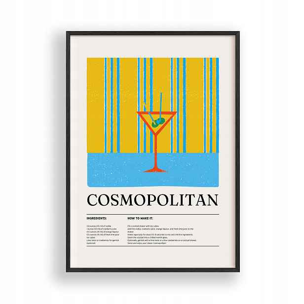 Obraz Cosmopolitan Drink Plakát Rámeček Dřevěný Černý 30x42 cm