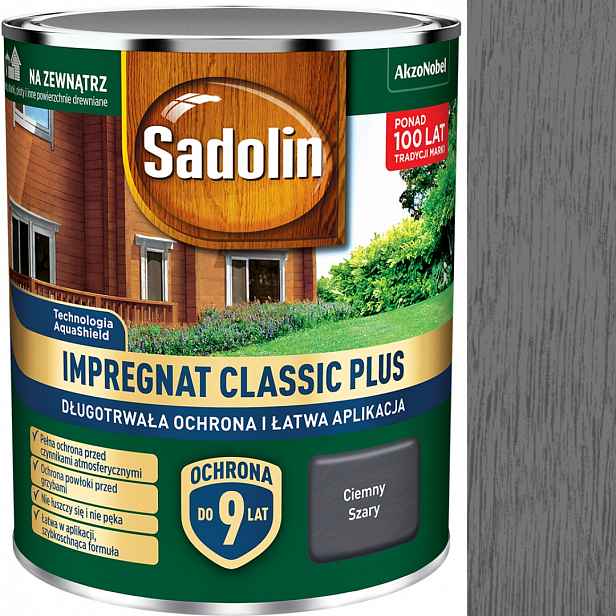 Sadolin Classic Plus Vodní Impregnát 4,5 L Tmavě Šedý
