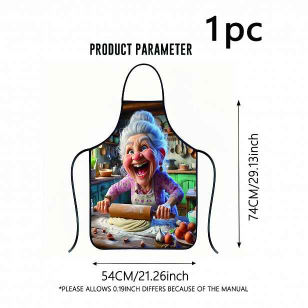 TEMU 1 ks Kuchyňská zástěra s potiskem babičky, vhodná pro domácí použití, 2D plochá kuchyňská zástěra, praktická kreativní zástěra pro muže i ženy,