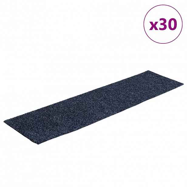 vidaXL Schodové rohože samolepicí 30 ks 76 x 20 cm šedomodré obdélníkové