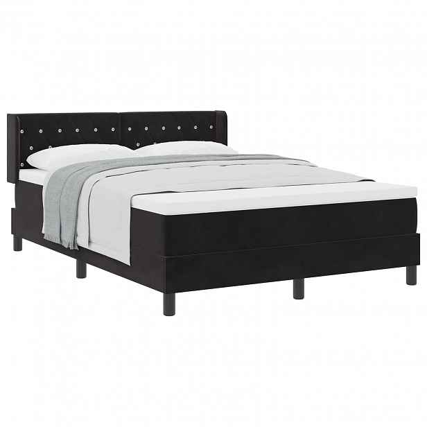 vidaXL Postel s boxspringem s čelo Černý 200 x 140 cm samet