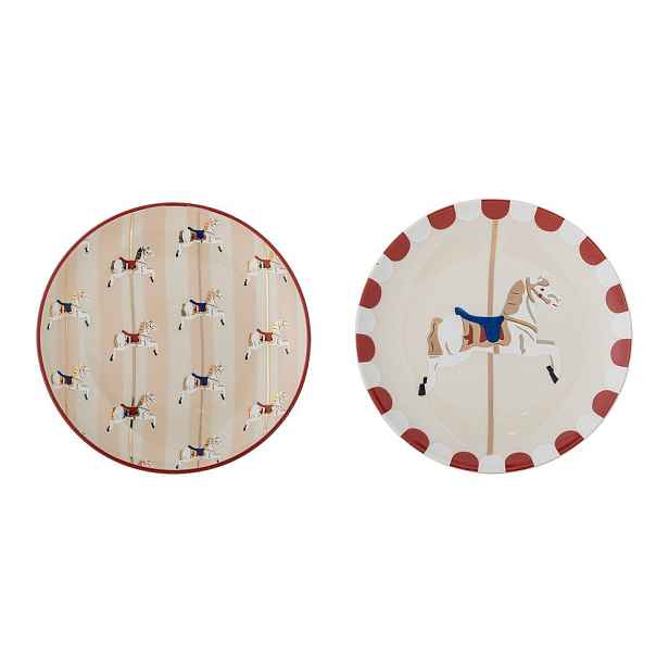 Dezertní  talíře v sadě 2 ks s vánočním motivem z kameniny ø 16 cm Merry-go-round – Bloomingville