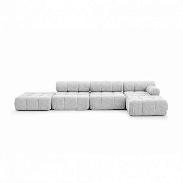 Kaiser Möbel ROHOVÁ SEDAČKA ve tvaru L XL, tkanina Bouclé Abriamo, Světle šedá, Pravá strana, Selia L XL
