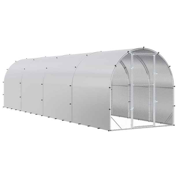 vidaXL Kuřecí kurník Stříbrná 800 x 200 x 200 cm Pozinkovaná ocel