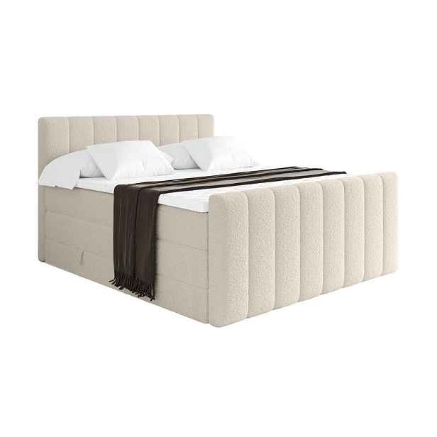 ALTDECOR BOXSPRINGOVÁ POSTEL s matrací H3/H4 - OTTA-Z KING - 200x200 cm Béžová