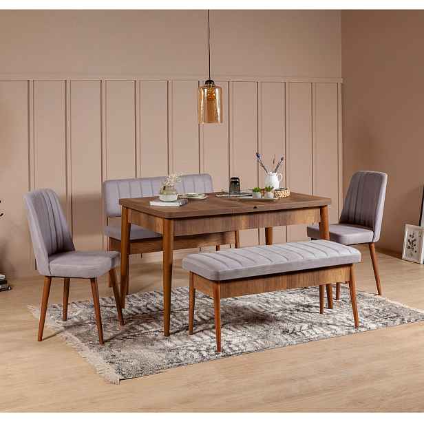 Hanah Home Jídelní set Vina 5D ořech/šedá