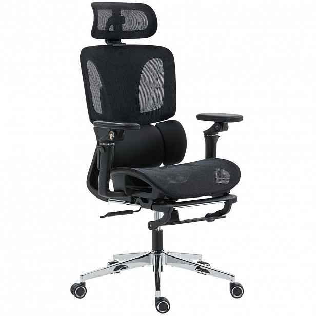HOMCOM KANCELÁŘSKÁ ŽIDLE Ergonomická kancelářská židle s nastavitelnou bederní opěrkou a opěrkou hlavy