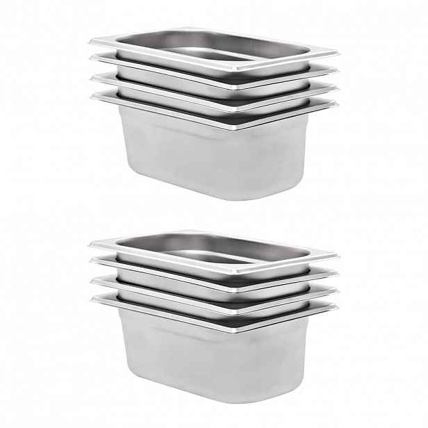 vidaXL Gastronádoby 8 ks GN 1/4 100 mm nerezová ocel