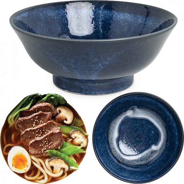 Keramická miska Modrá miska na polévku Ramen Izayoi 22 cm Edo Japan