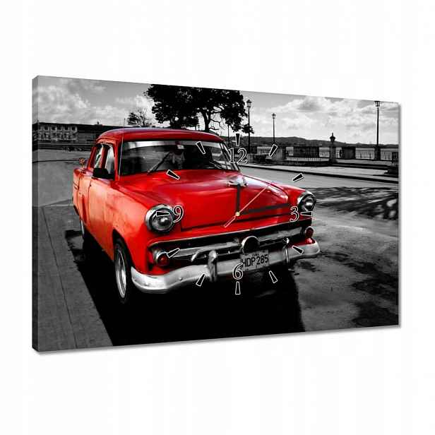 Hodiny 60x40 Kubánské červené auto