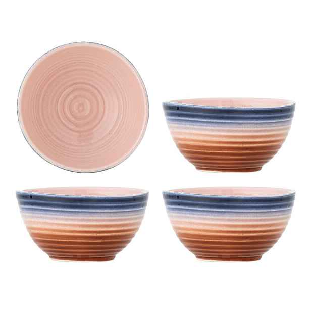 Modré/oranžové keramické polévkové misky v sadě 4 ks 350 ml Tatum – Bloomingville