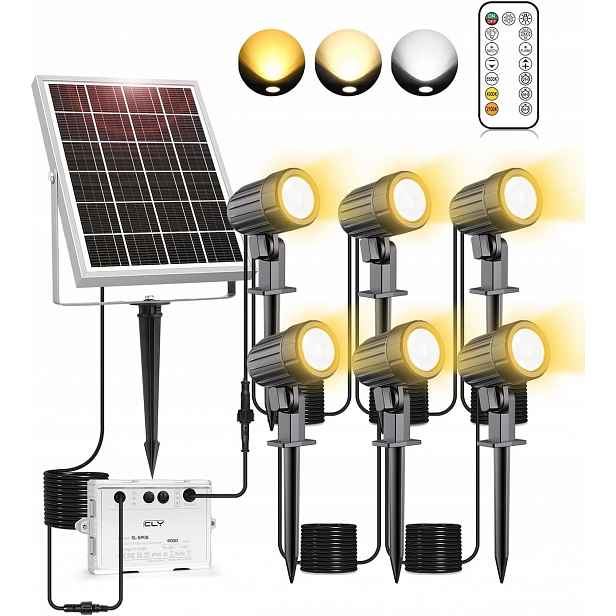 Solární zahradní lampa 2 dynamické režimy 3 úrovně jasu, 5000 mAh 6 Ks