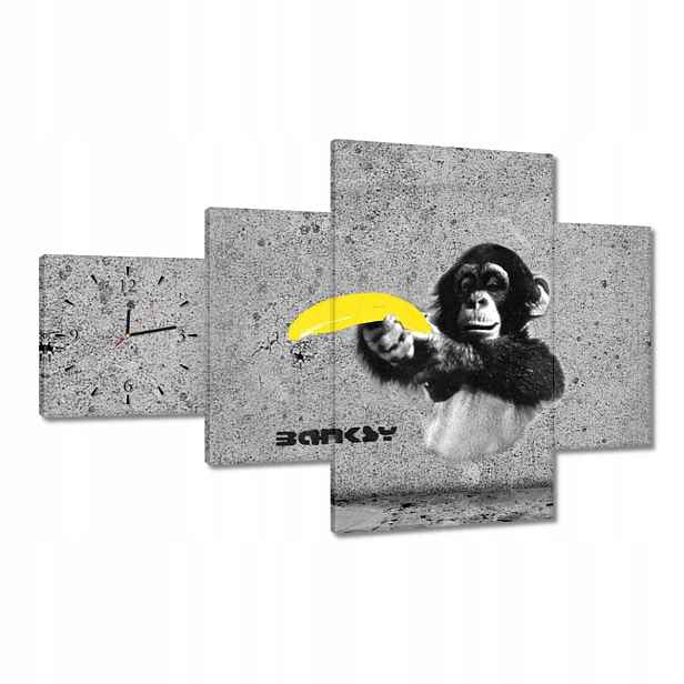 Hodiny 130x80 Banksy Banán Opice