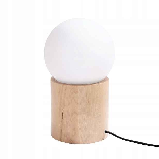 Sollux Stolní lampa noční skandinávská dřevěná kulatá přírodní dřevo