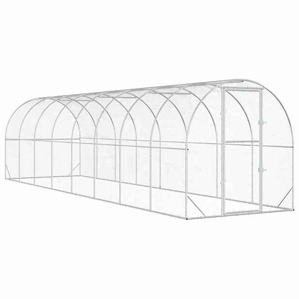 vidaXL Kuřecí kurník Stříbrná 800 x 200 x 200 cm Pozinkovaná ocel