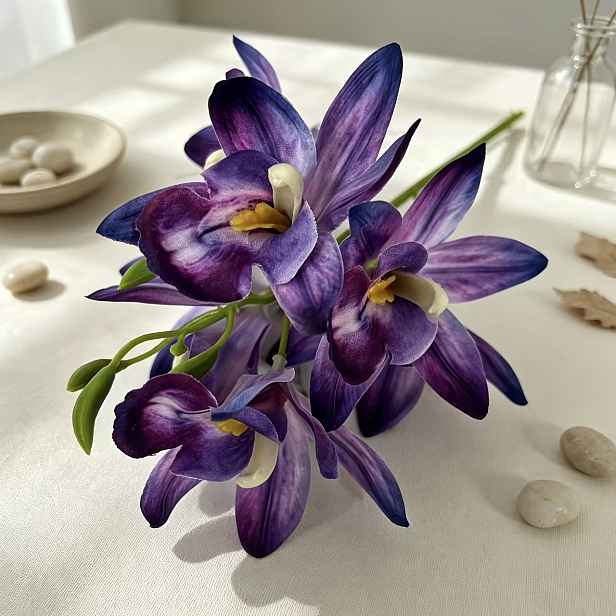 TEMU 1 ks Malá květináč slonové orchideje, květináč není součástí balení, skutečný dotek, umělá kytice pro zvýšení štěstí v domácnosti, vhodná do