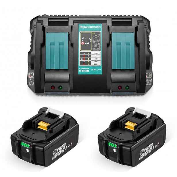 Akumulátor x2 náhradní 18V 6Ah nabíječka DC18RD určená pro Makita Lxt