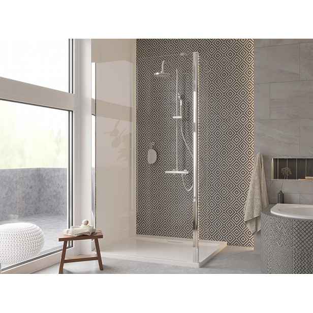 BESCO Walk-in sprchová zástěna s bočním otočným panelem ECO-N 100 x 30 cm; chrom