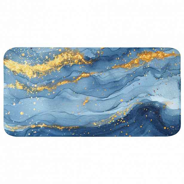 OnlyWow KOUPELNOVÁ PŘEDLOŽKA Akvarel - modrá - umění - zlatá - luxusní - moderní 120x60 cm