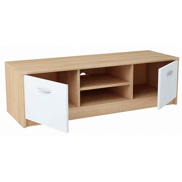Skříňka Rtv stolek 2DC 120 cm Bílá-sonoma komoda Rob