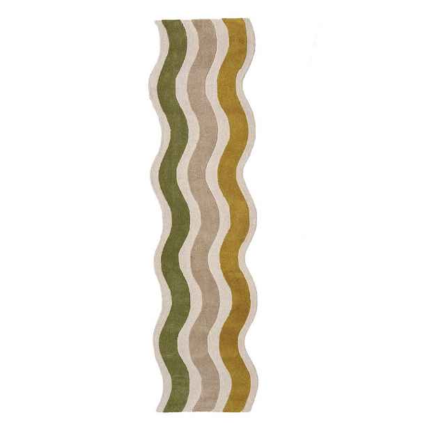 Zelený/v přírodní barvě ručně tkaný vlněný běhoun 80x300 cm Cascade Wool – Flair Rugs