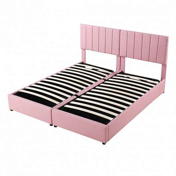 CHICFURN ČALOUNĚNÁ POSTEL 180/200 cm v růžové barvě s úložným prostorem